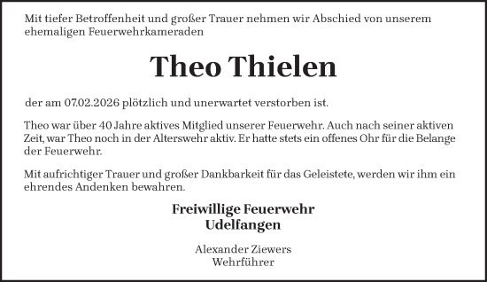 Todesanzeige von Theo Thielen von trierischer_volksfreund