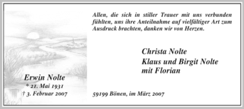 Todesanzeige von Christa Nolte von WESTFÄLISCHER ANZEIGER