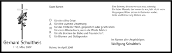 Todesanzeige von Gerhard Schultheis von WESTFÄLISCHER ANZEIGER