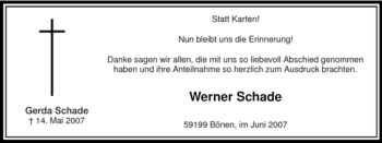 Todesanzeige von Gerda Schade von WESTFÄLISCHER ANZEIGER