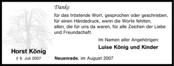 Todesanzeige von Horst König von WESTFÄLISCHER ANZEIGER
