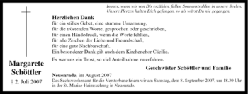 Todesanzeige von Margarete Schöttler von WESTFÄLISCHER ANZEIGER