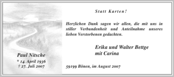Todesanzeige von Paul Nitsche von WESTFÄLISCHER ANZEIGER