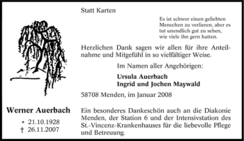 Todesanzeige von Werner Auerbach von WESTFÄLISCHER ANZEIGER