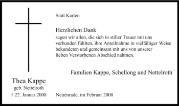 Todesanzeige von Thea Kappe von WESTFÄLISCHER ANZEIGER