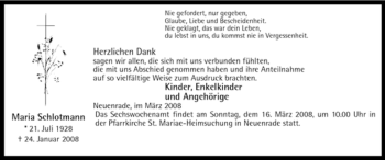 Todesanzeige von Maria Schlotmann von WESTFÄLISCHER ANZEIGER