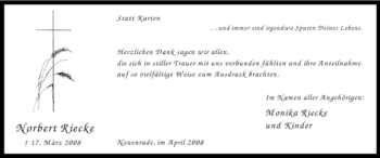 Todesanzeige von Norbert Riecke von WESTFÄLISCHER ANZEIGER