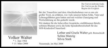Todesanzeige von Volker Walter von WESTFÄLISCHER ANZEIGER