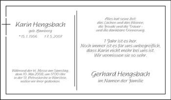 Todesanzeige von Karin Hengsbach von WESTFÄLISCHER ANZEIGER