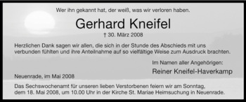 Todesanzeige von Gerhard Kneifel von WESTFÄLISCHER ANZEIGER
