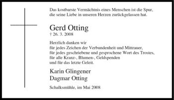 Todesanzeige von Gerd Otting von WESTFÄLISCHER ANZEIGER