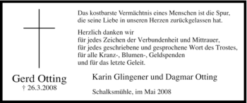Todesanzeige von Gerd Otting von WESTFÄLISCHER ANZEIGER