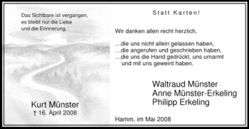 Todesanzeige von Kurt Münster von WESTFÄLISCHER ANZEIGER