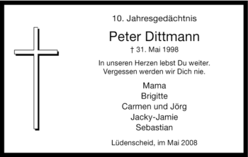 Todesanzeige von Peter Dittmann von WESTFÄLISCHER ANZEIGER