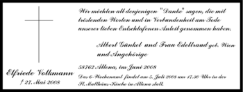 Todesanzeige von Elfriede Volkmann von WESTFÄLISCHER ANZEIGER