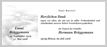 Todesanzeige von Emmi Brüggemann von WESTFÄLISCHER ANZEIGER