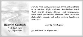 Todesanzeige von Heinrich Gerhards von WESTFÄLISCHER ANZEIGER
