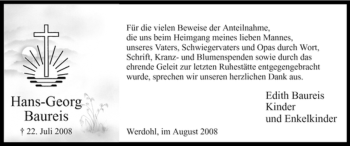 Todesanzeige von Hans-Georg Baureis von WESTFÄLISCHER ANZEIGER