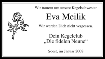 Todesanzeige von Eva Meilik von WESTFÄLISCHER ANZEIGER