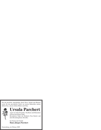 Todesanzeige von Ursula Parchert von WESTFÄLISCHER ANZEIGER