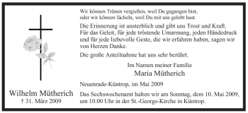 Todesanzeige von Wilhelm Mütherich von WESTFÄLISCHER ANZEIGER