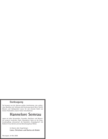 Todesanzeige von Hannelore Semrau von WESTFÄLISCHER ANZEIGER