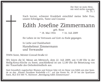 Todesanzeige von Luise Gauseweg von WESTFÄLISCHER ANZEIGER