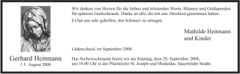 Todesanzeige von Gerhard Heitmann von WESTFÄLISCHER ANZEIGER