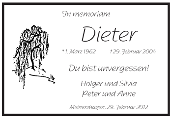 Todesanzeige von Dieter Unbekannt von WESTFÄLISCHER ANZEIGER