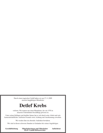 Todesanzeige von Detlef Krebs von WESTFÄLISCHER ANZEIGER