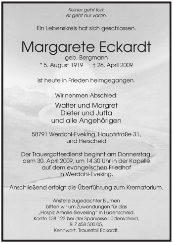 Todesanzeige von Hans Walter Bäcker von WESTFÄLISCHER ANZEIGER