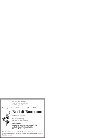 Todesanzeige von Rudolf Baumann von WESTFÄLISCHER ANZEIGER