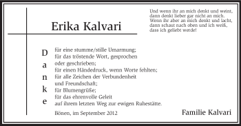 Todesanzeige von Erika  Kalvari von MZV