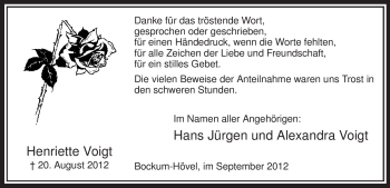 Todesanzeige von Henriette Voigt von MZV