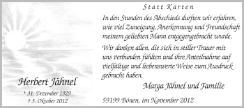 Todesanzeige von Herbert Jähnel von MZV