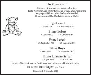 Todesanzeige von Inge Eckert von MZV