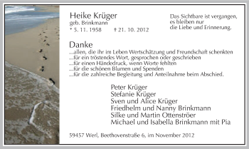 Todesanzeige von Heike Krüger von MZV
