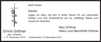Todesanzeige von Emmi Grittner von MZV