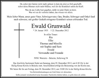 Todesanzeige von Ewald Grunwald von MZV