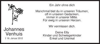 Todesanzeige von Johannes Venhuis von MZV