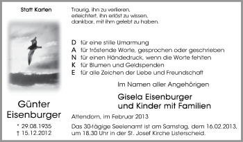 Todesanzeige von Günter Eisenburger von MZV
