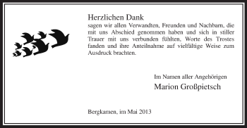 Todesanzeige von Marion Großpietsch von MZV