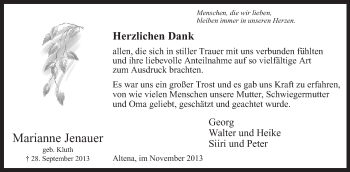 Todesanzeige von Marianne Jenauer von MZV