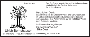 Todesanzeige von Ulrich Bernshausen von MZV