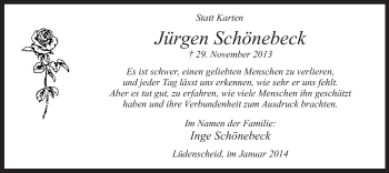 Todesanzeige von Jürgen Schönebeck von MZV