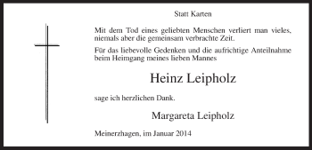 Todesanzeige von Heinz Leipholz von MZV