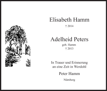 Todesanzeige von Elisabeth Hamm von MZV