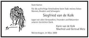 Todesanzeige von Siegfried Kolk von WESTFÄLISCHER ANZEIGER