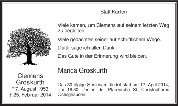Todesanzeige von Clemens Groskurth von MZV