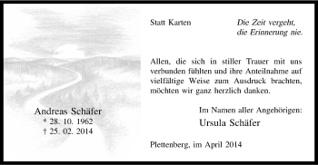 Todesanzeige von Andreas Schäfer von MZV